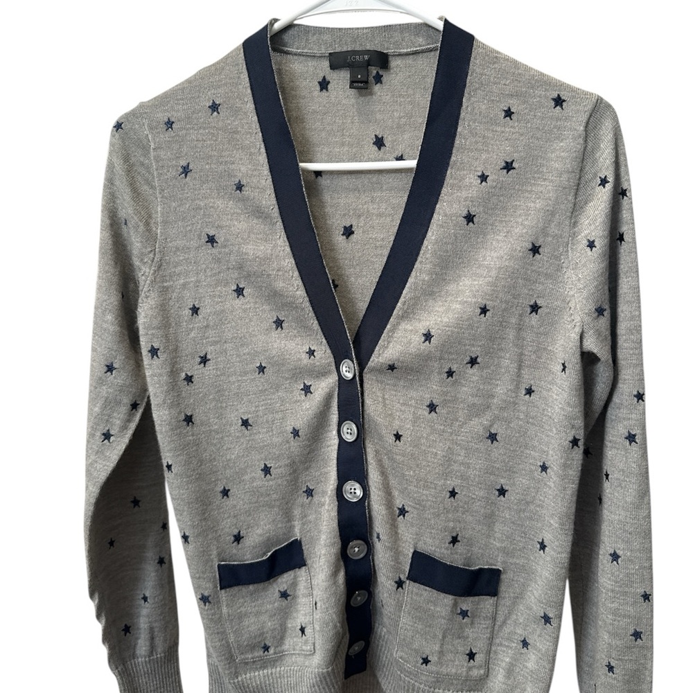 J. Crew Gray and Navy Star Cardigan